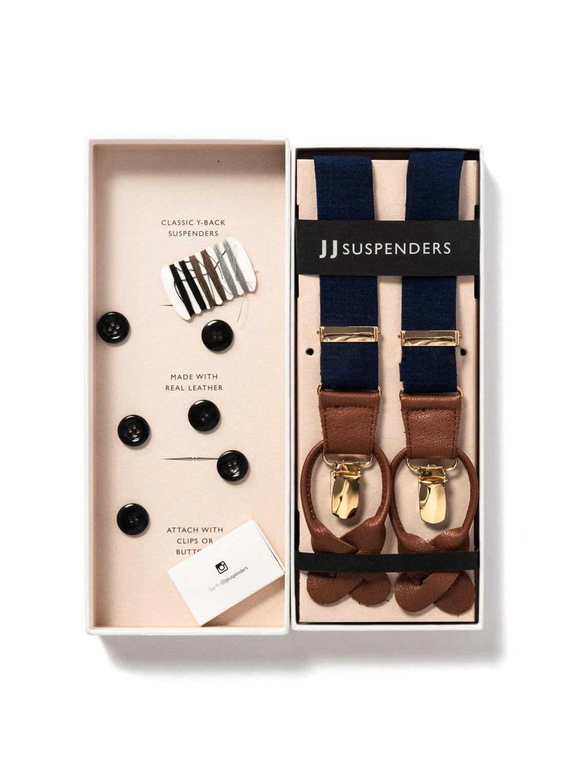 Classic Silk Suspenders - Navy Tides