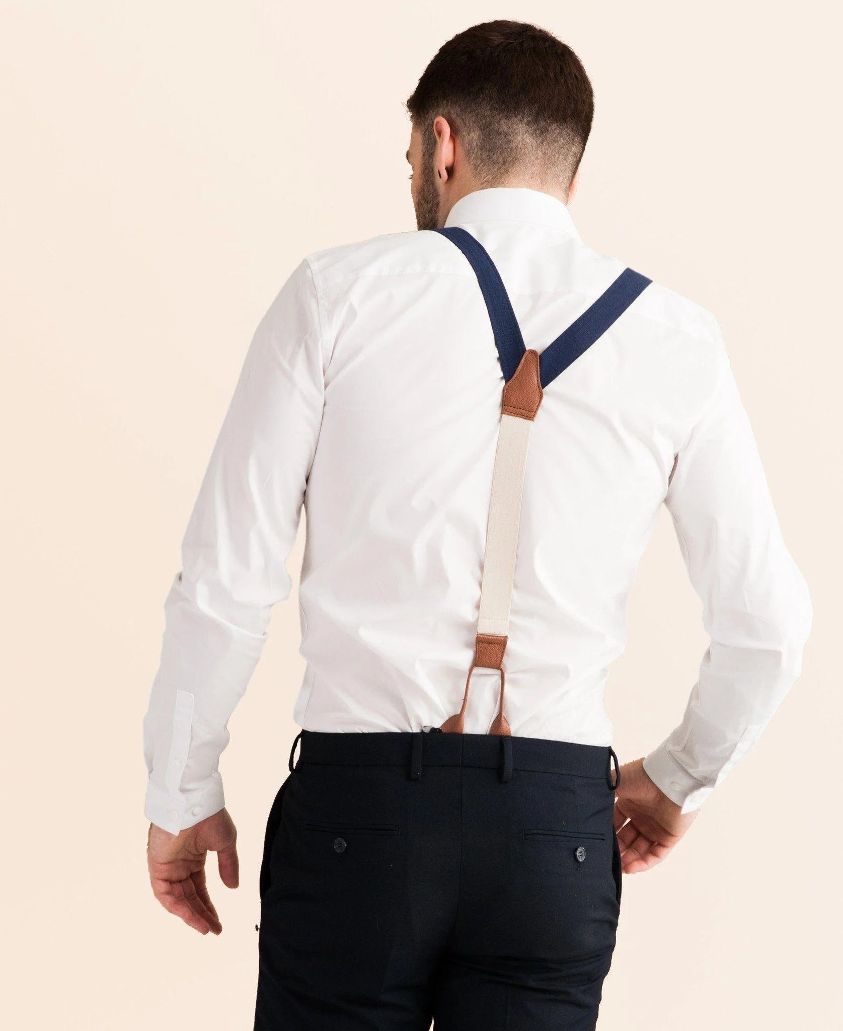 Classic Silk Suspenders - Navy Tides