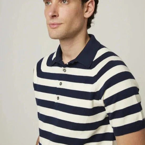 Rugby Knit Polo Shirt - Navy