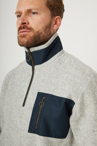 Zip Pocket Wool Fleece - Light Grey