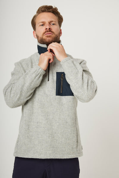 Zip Pocket Wool Fleece - Light Grey