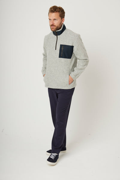 Zip Pocket Wool Fleece - Light Grey