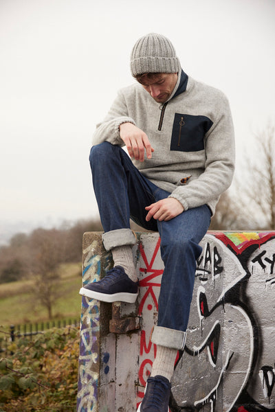 Zip Pocket Wool Fleece - Light Grey