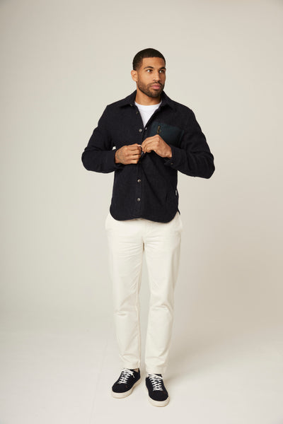 Zip Pocket Wool Overshirt - Navy