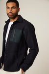 Zip Pocket Wool Overshirt - Navy