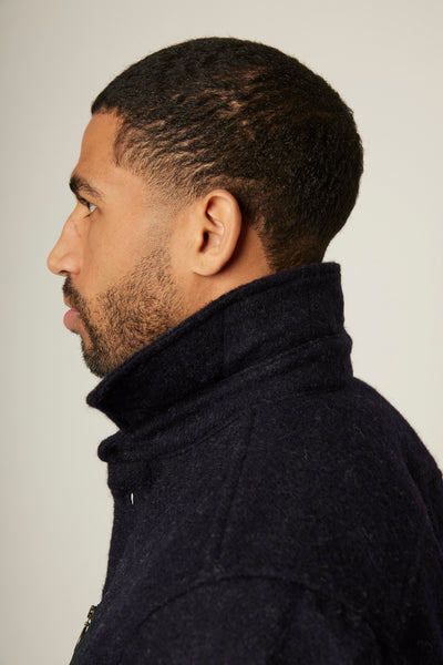 Zip Pocket Wool Overshirt - Navy