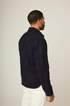 Zip Pocket Wool Overshirt - Navy