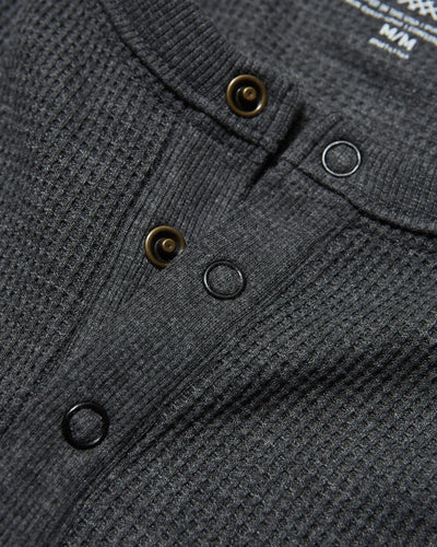 Waffle Henley - Black Heather