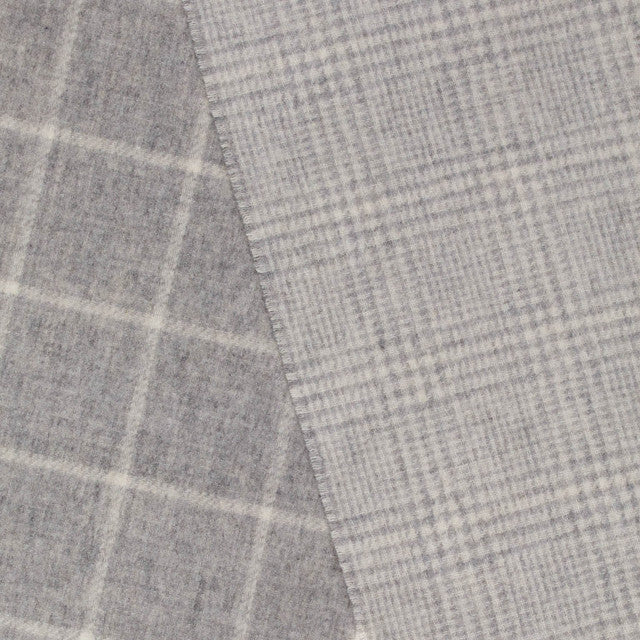 Abraham Moon Merino Scarf - Double Face Windowpane Ecru & Grey