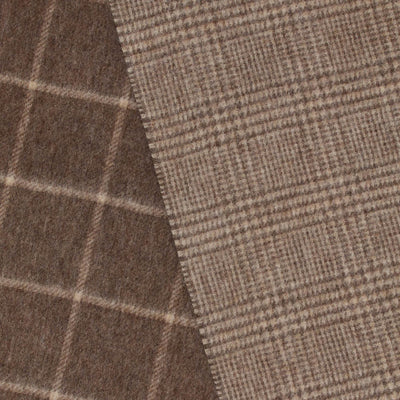 Abraham Moon Merino Scarf - Double Face Windowpane Natural & Fawn
