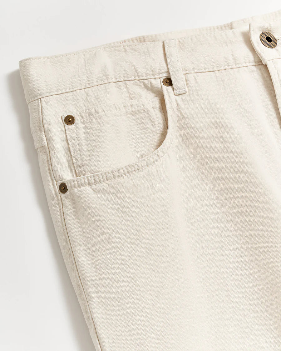 Cotton Linen 5-Pocket Pant - Eggshell
