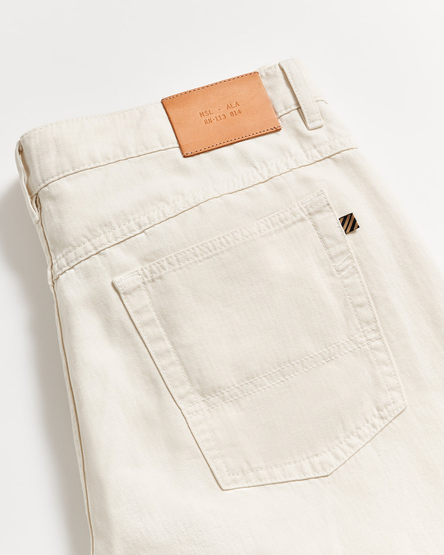 Cotton Linen 5-Pocket Pant - Eggshell
