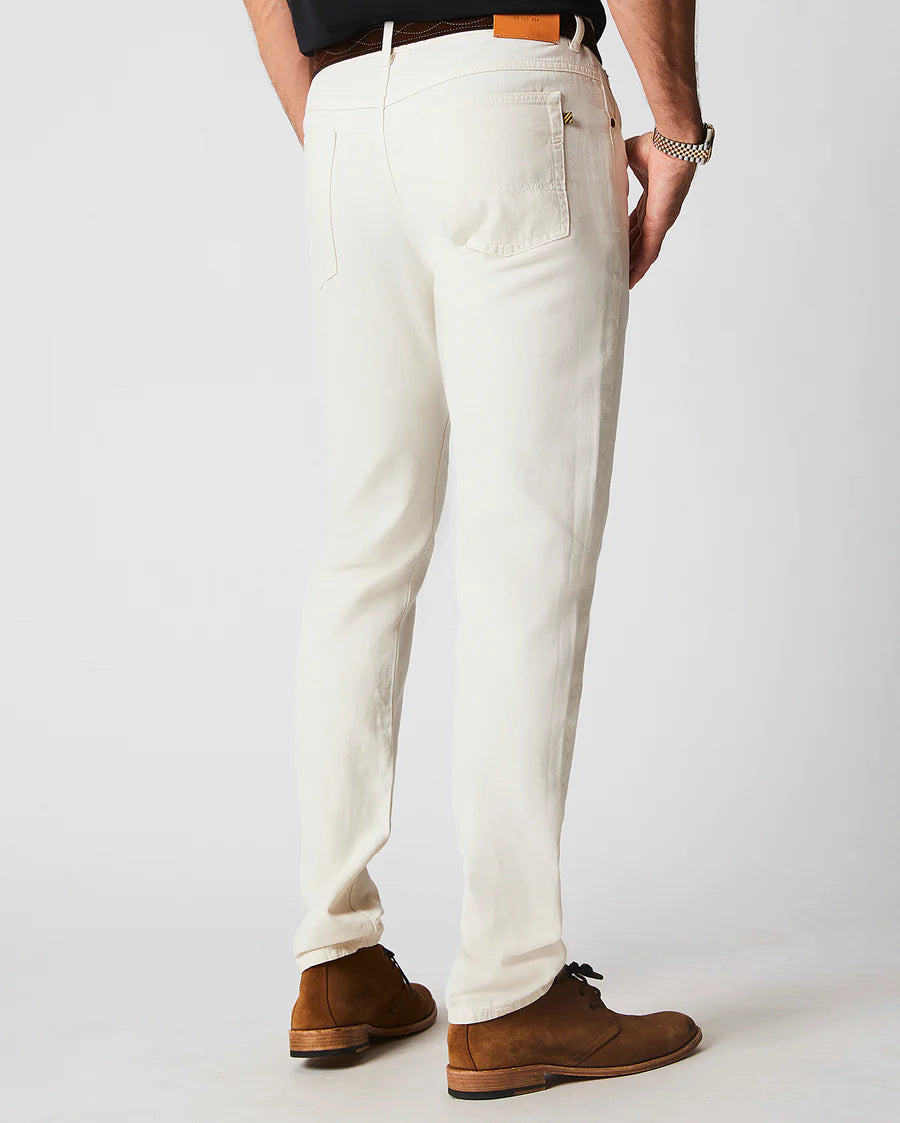 Cotton Linen 5-Pocket Pant - Eggshell