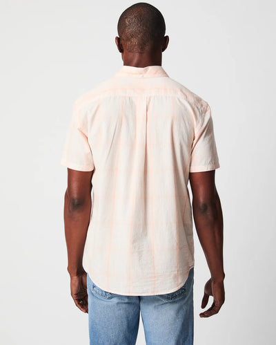 Line Plaid Tuscumbia Short Sleeve Button Down - Peached Coral