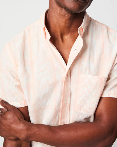 Line Plaid Tuscumbia Short Sleeve Button Down - Peached Coral