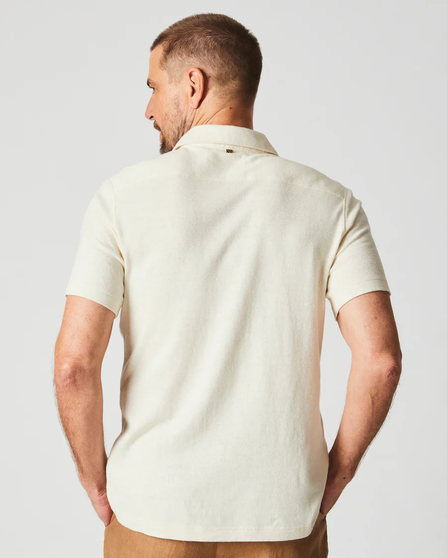 Hemp Cotton Knit Shirt- Short Sleeve- Tinted White