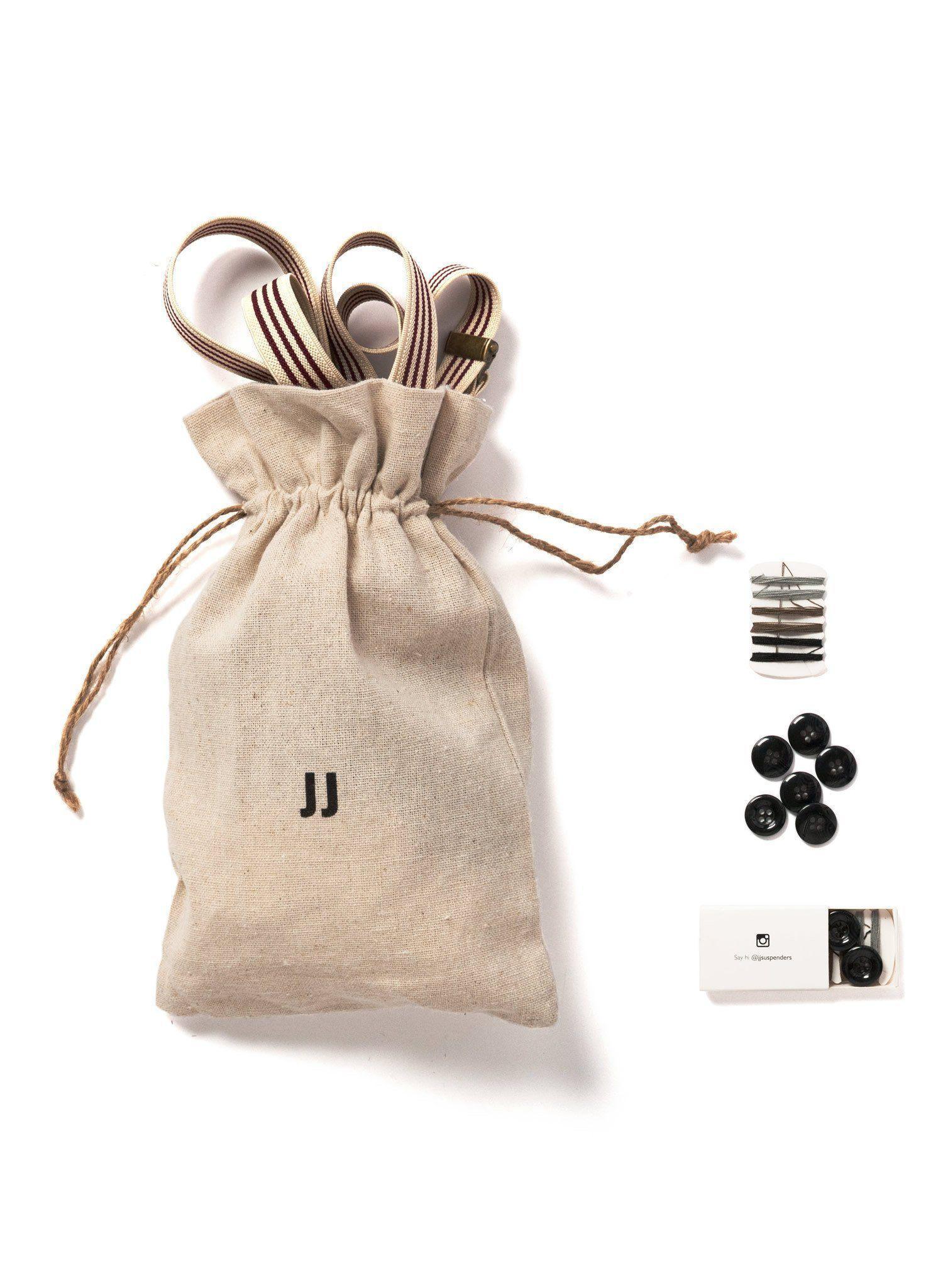 Skinny Suspenders - Sand & Fire (Burgundy & Khaki)