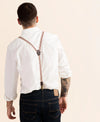 Skinny Suspenders - Sand & Fire (Burgundy & Khaki)