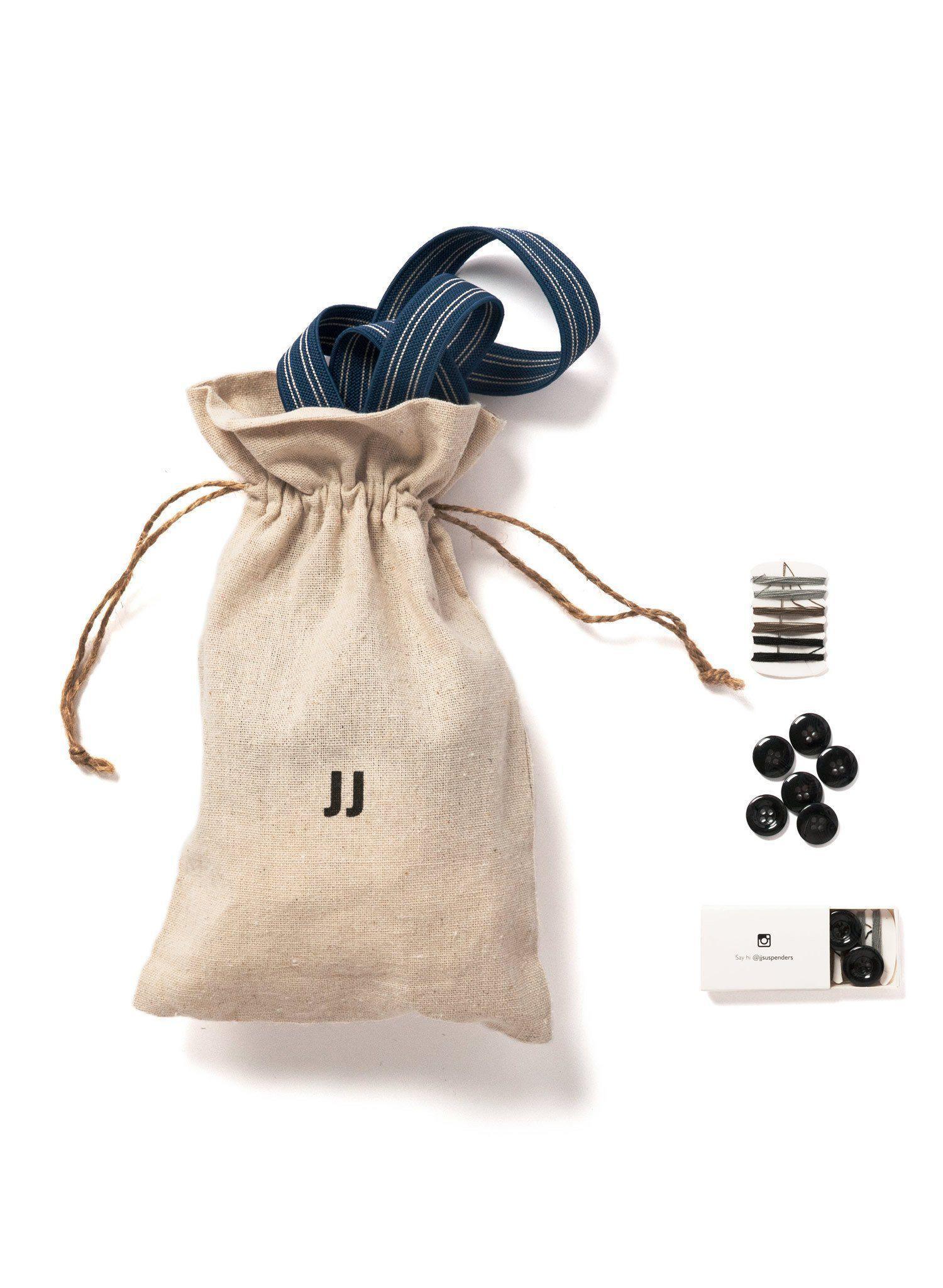 Skinny Suspenders - Scholar Navy Blue Pin Striped