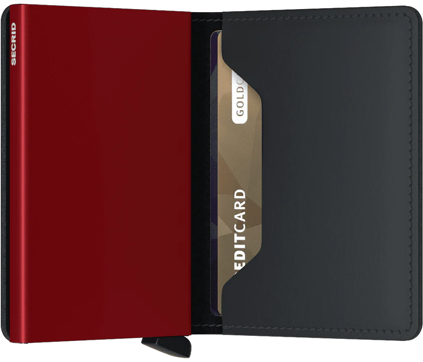 Slimwallet - Matte Black & Red