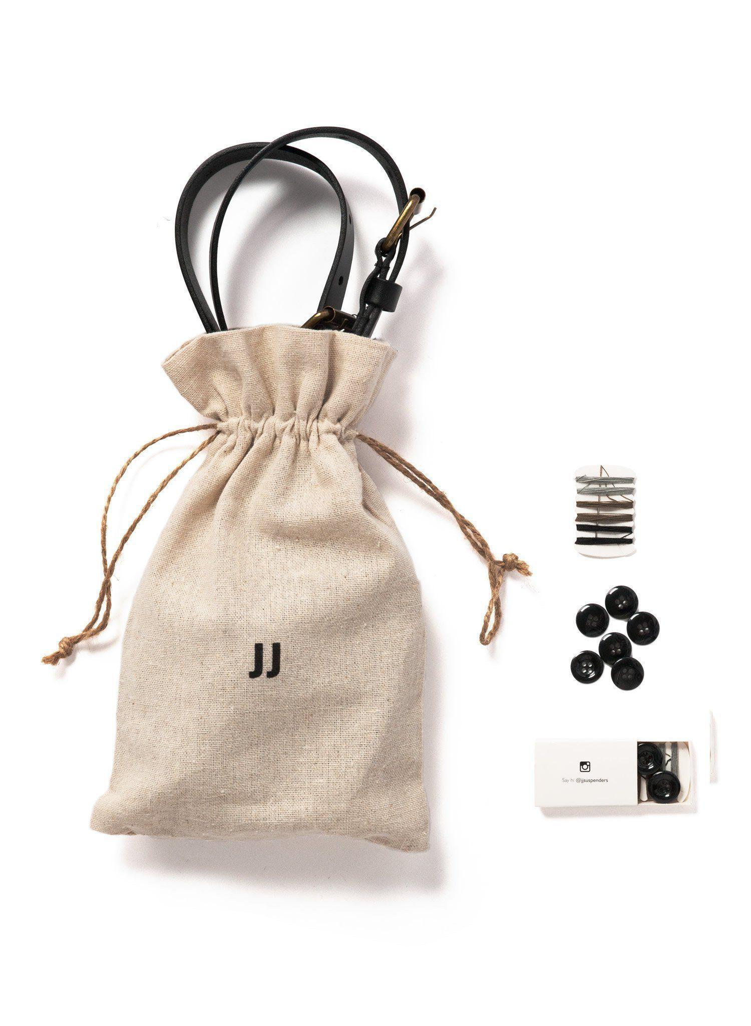 Leather Suspenders - Smoke Black