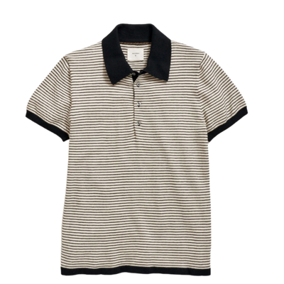 Stripe Sweater Polo - Tinted White/Black