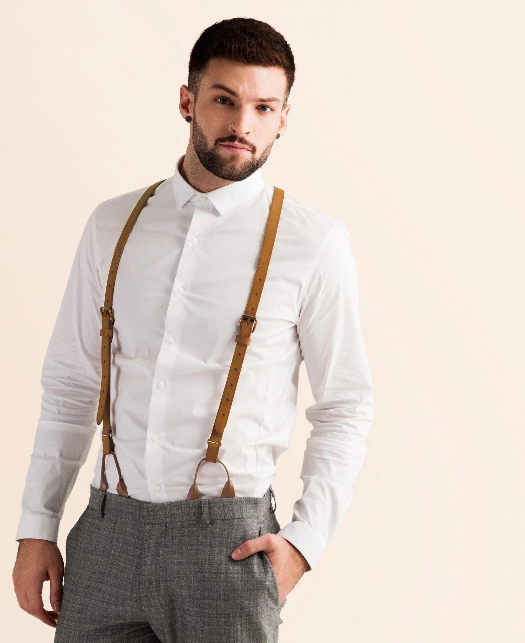 Leather Suspenders - Sierra Nevada Tan