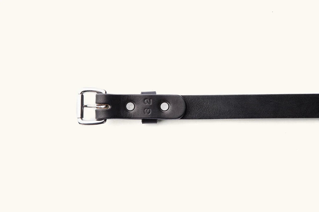 Black Skinny Standard Belt w/ Brass Buckle