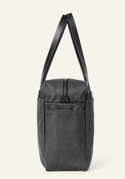 Zippered Tote Bag in Rugged Twill - Faded Black