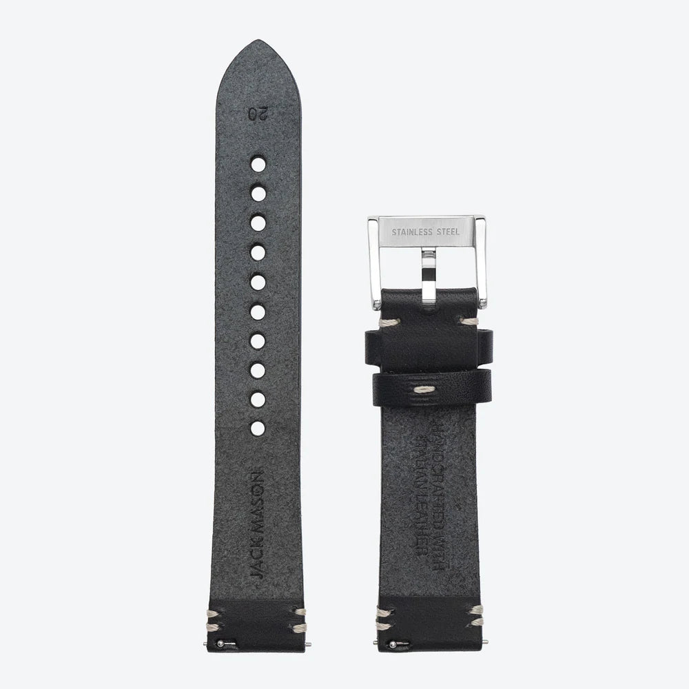 20mm Leather Watch Strap - Black