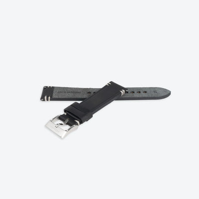 22mm Leather Watch Strap - Black