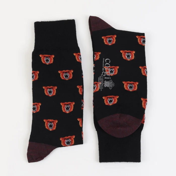 Bears Merino Wool Socks - Navy & Orange