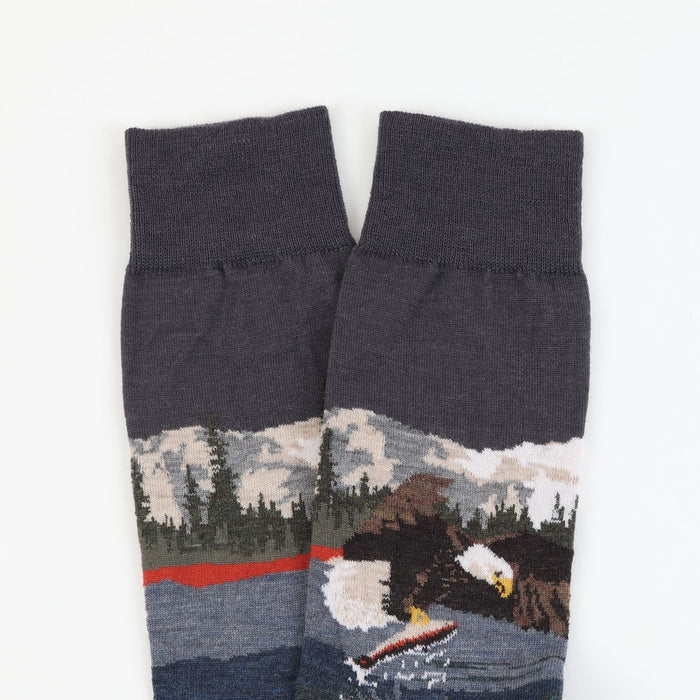 Bird of Prey Merino Wool Sock - Navy & Peacock