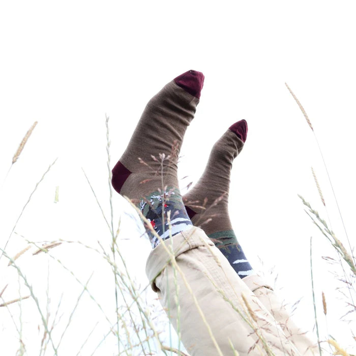 Country Horse Merino Wool Sock - Navy & Camello