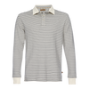 Nicholas Dobby Stripe Long Sleeve Polo - Gray/Cream