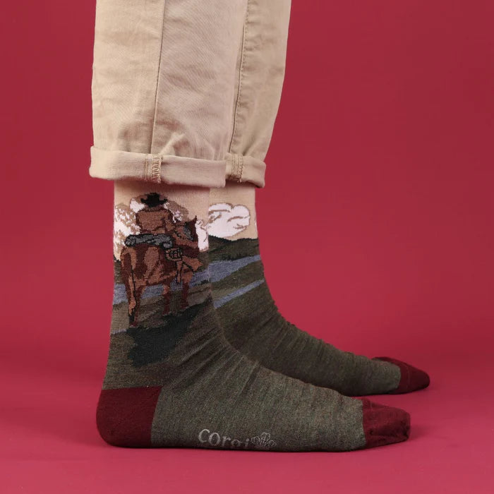 Park Ranger Scene Merino Wool Sock - Loden