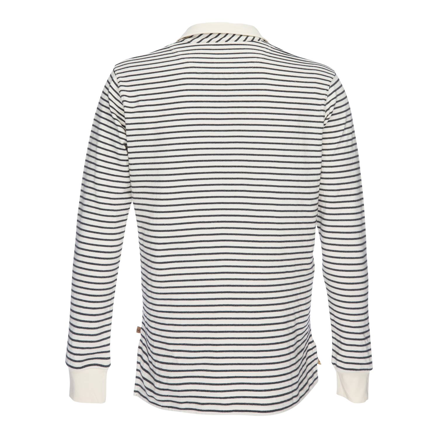 Nicholas Dobby Stripe Long Sleeve Polo - Gray/Cream