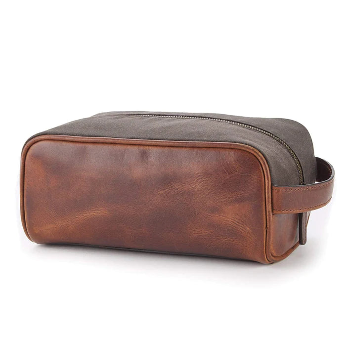 Canvas & Leather Dopp Kit - Oak