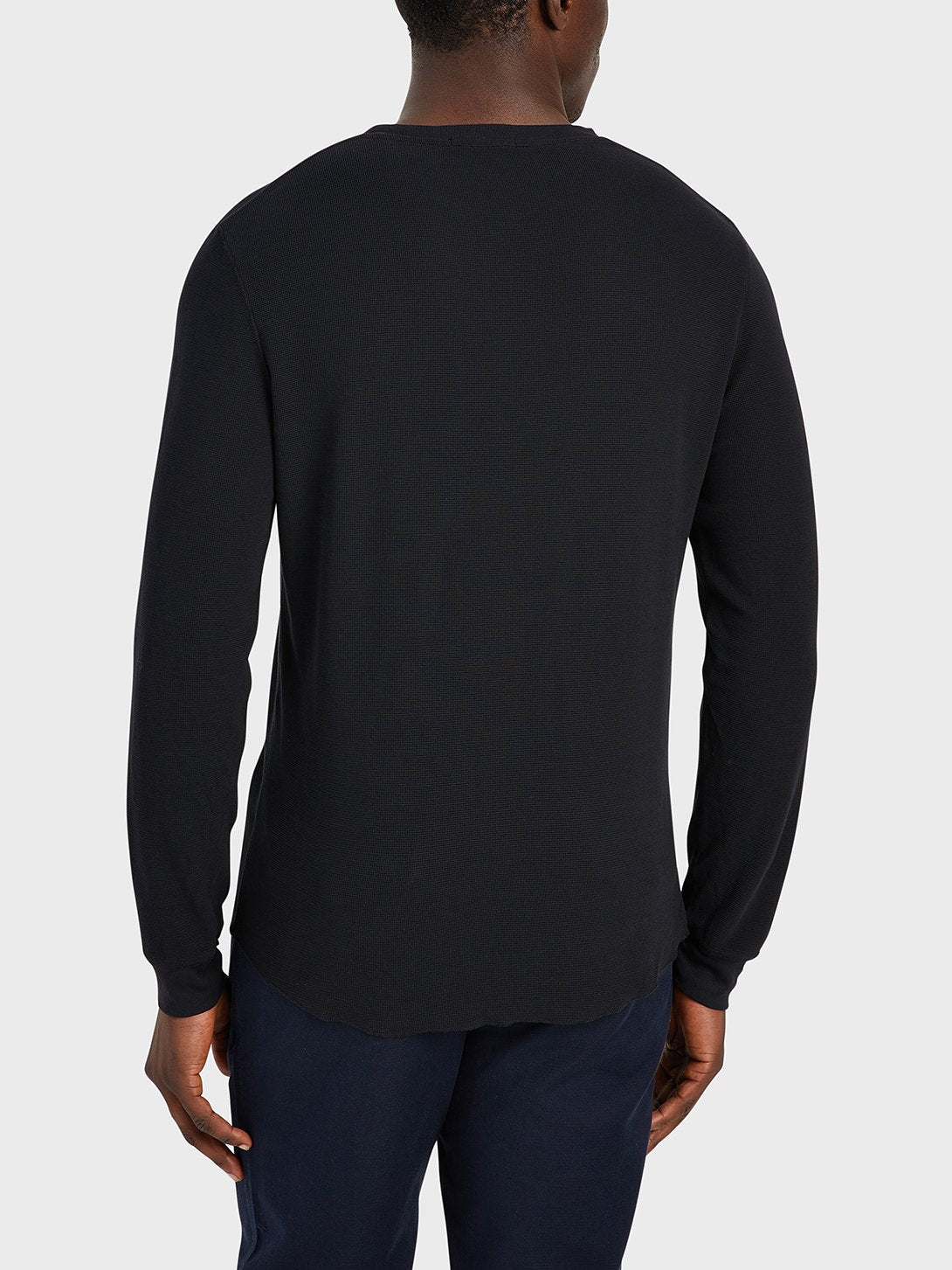 Waffle Long Sleeve Village Crew - Black