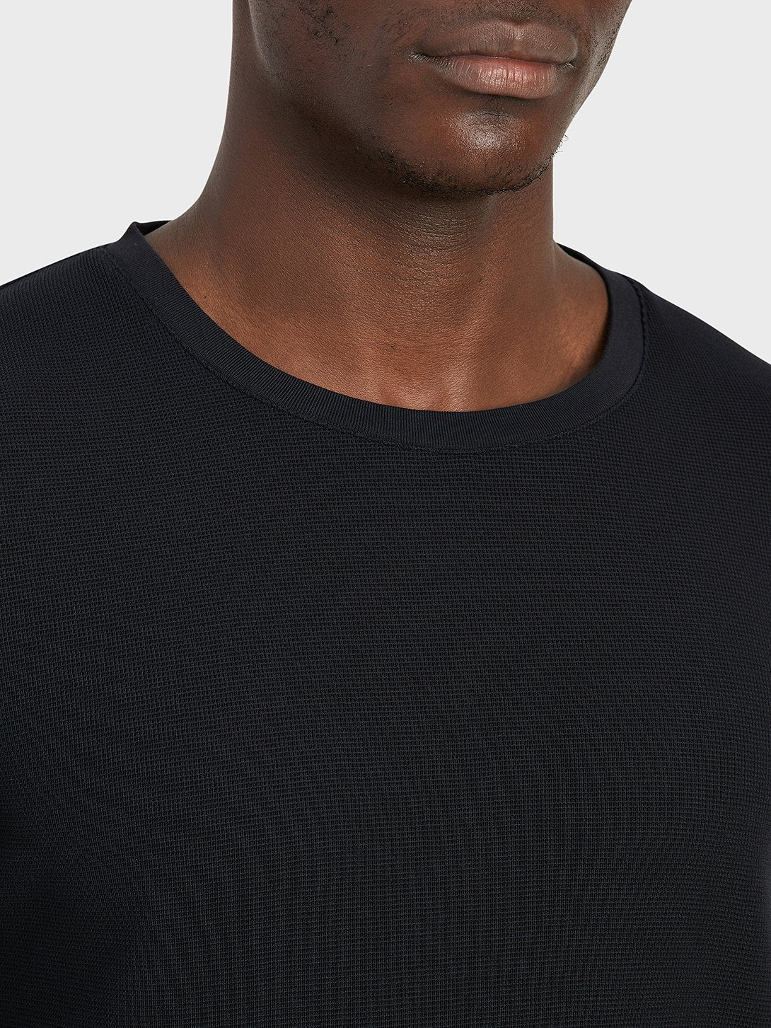 Waffle Long Sleeve Village Crew - Black