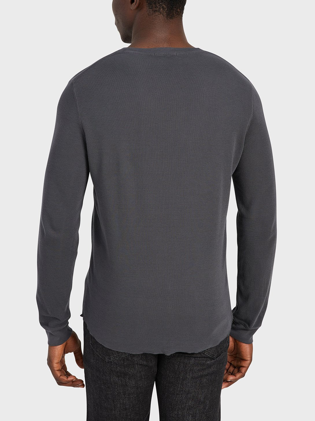 Waffle Long Sleeve Village Crew - Charcoal