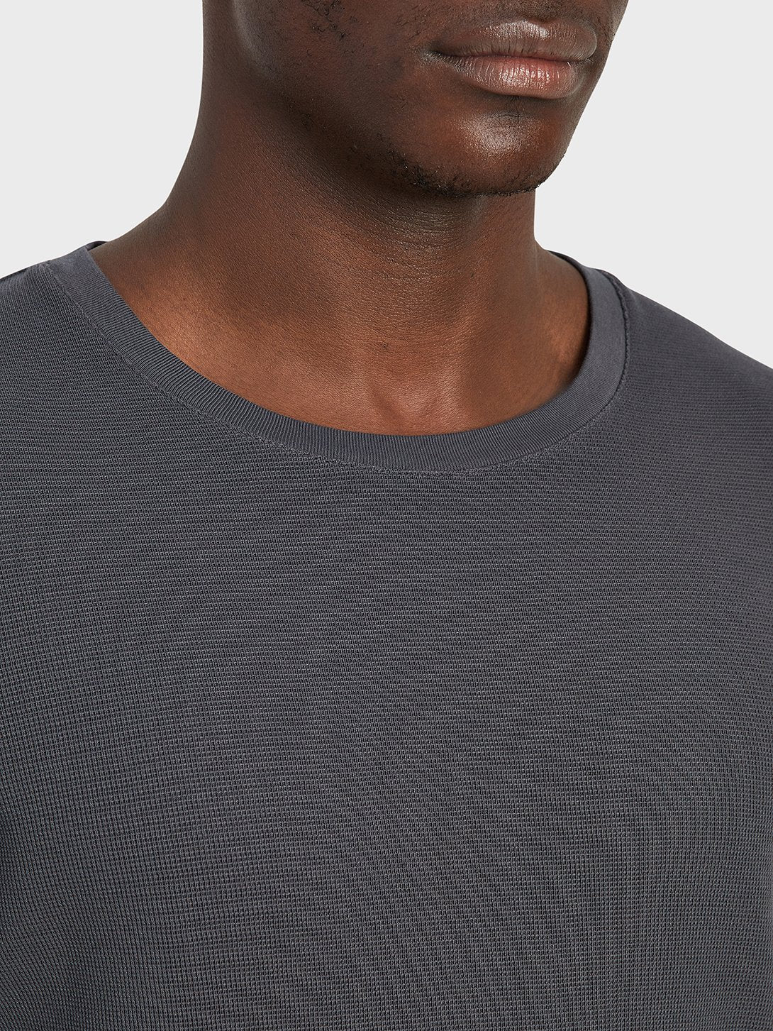 Waffle Long Sleeve Village Crew - Charcoal