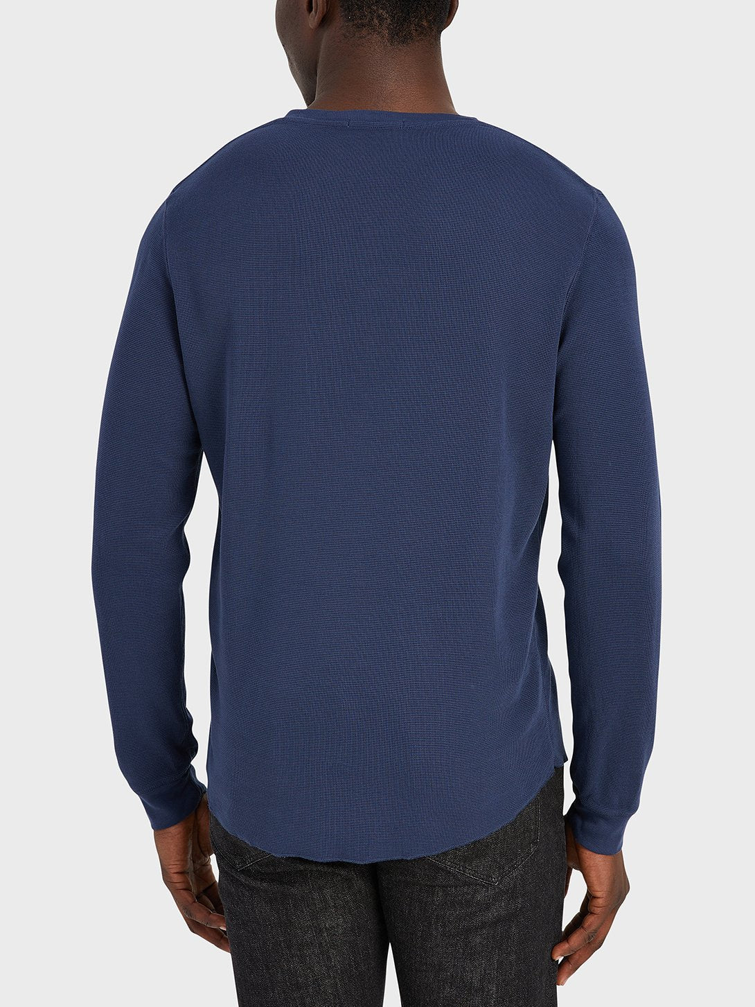 Waffle Long Sleeve Village Crew - Navy
