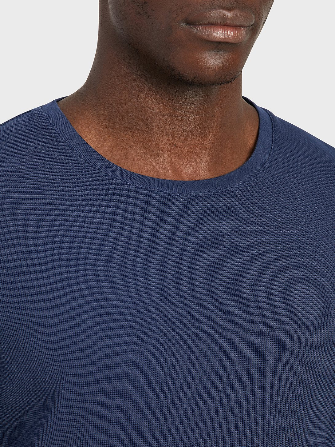 Waffle Long Sleeve Village Crew - Navy