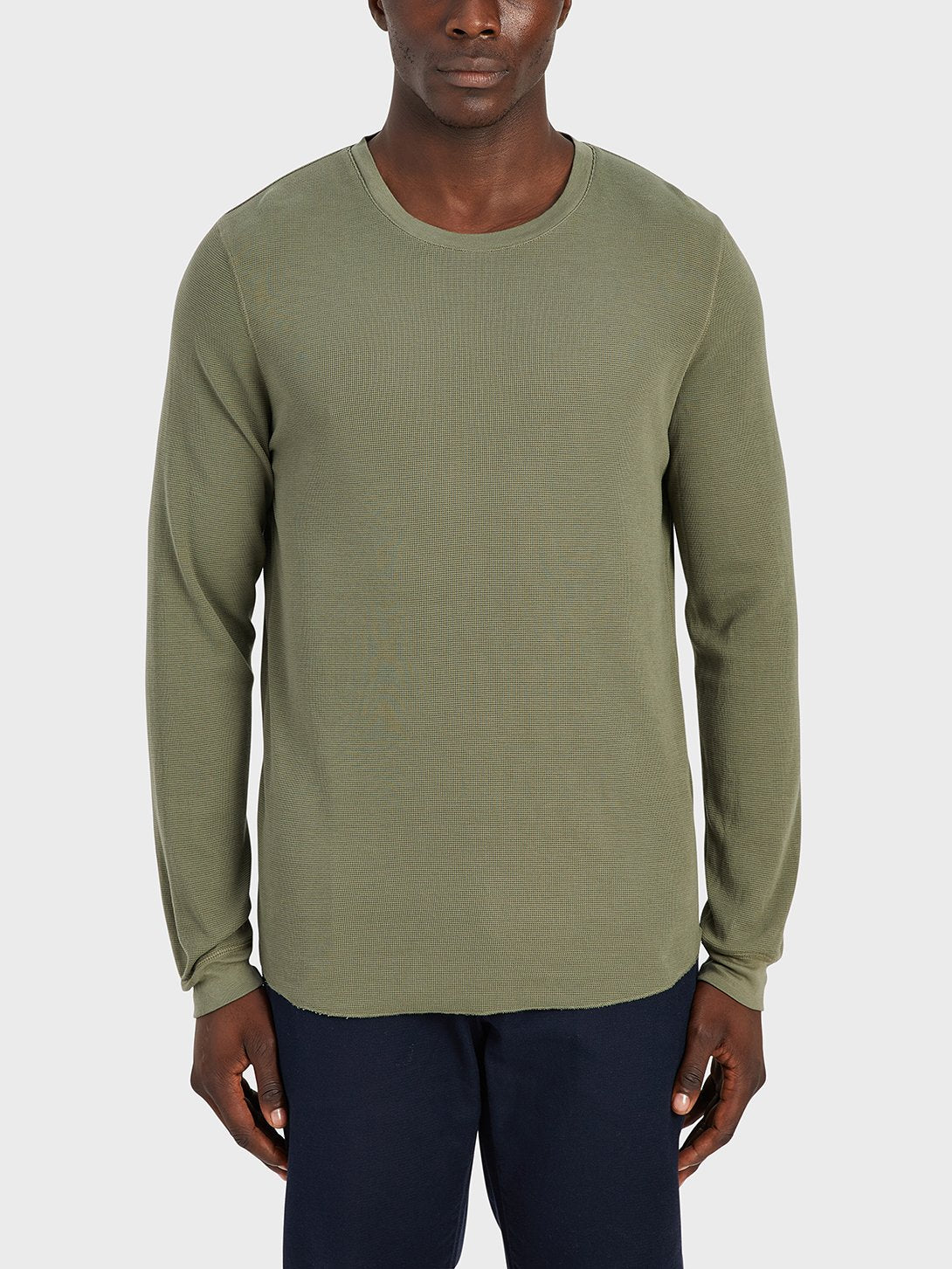 Waffle Long Sleeve Village Crew - Olive