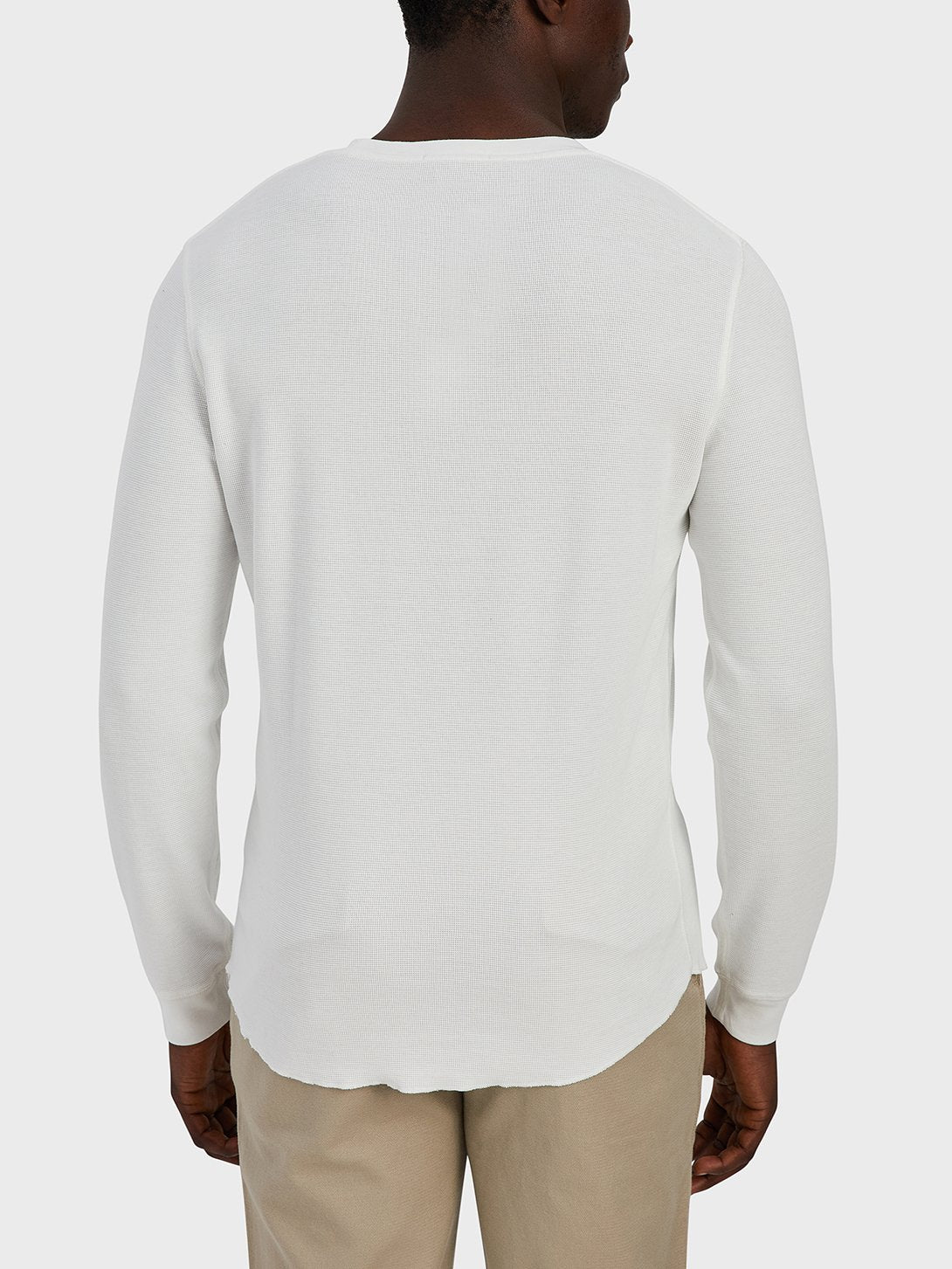 Waffle Long Sleeve Village Crew - White