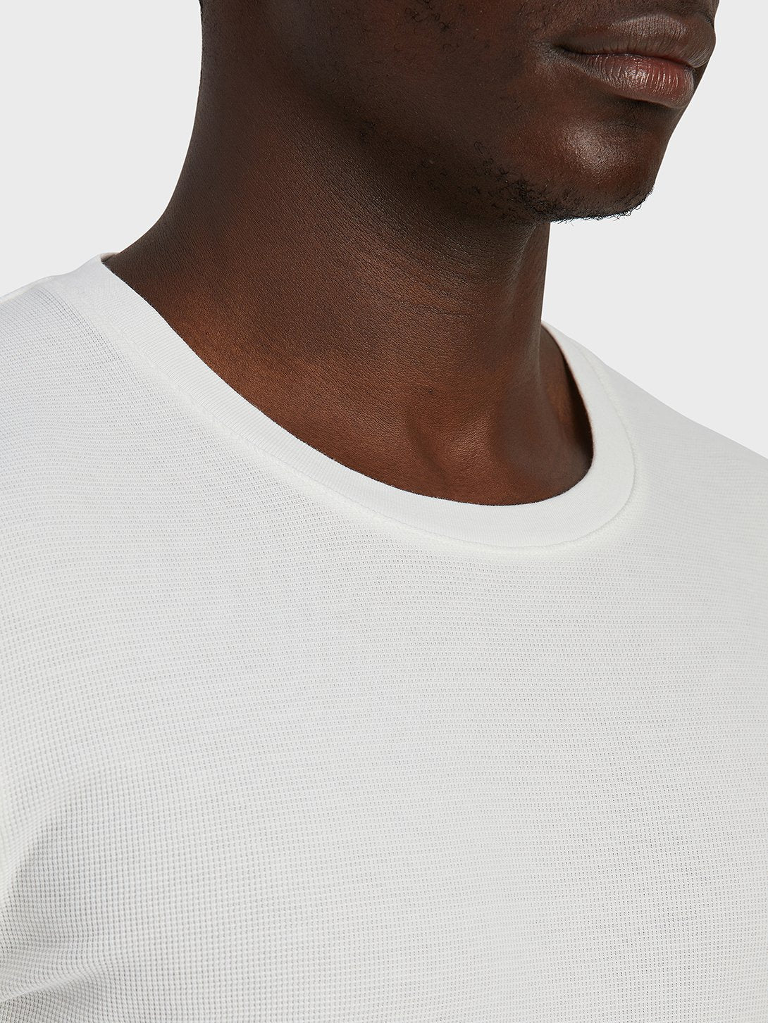 Waffle Long Sleeve Village Crew - White