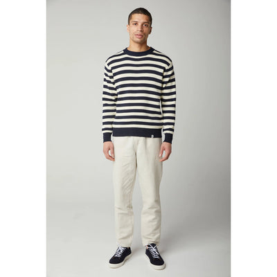 Richmond Striped Crew Sweater - Navy