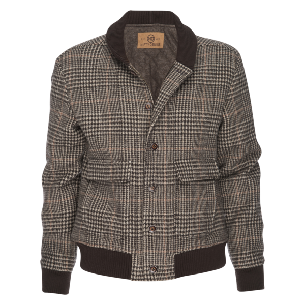Varsity Jacket in Wool Blend - Glen Plaid