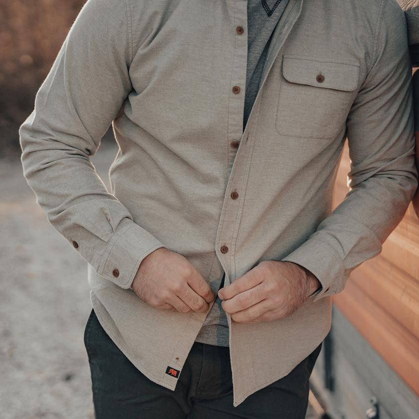Chamois Button Down Shirt - Stone